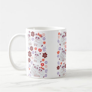 Mug affiche carré avec de mignons couples de pandas en