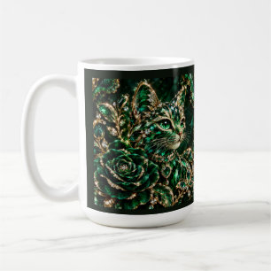 Mug Affiche de chat bijou émeraude