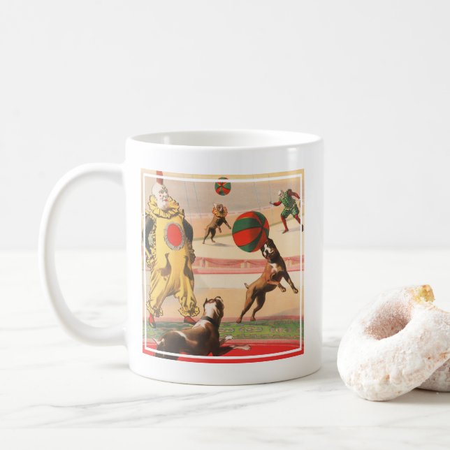 Mug Affiche De Cirque Montrant Des Clowns Avec Des Chi (Avec donut)