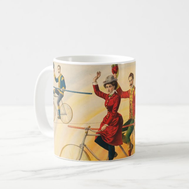 Mug Affiche De Cirque Montrant Des Vélos Sur Tightrope (Devant gauche)