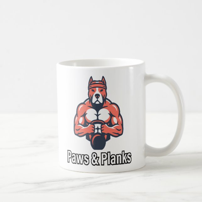 Mug Affiche de fitness pour chien musclé Paws & Planks (Droite)