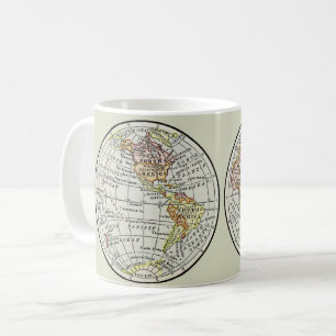 Mug Affiche de globe de carte du monde vintage 1916 Hé
