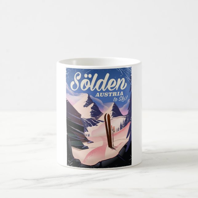 Mug Affiche de ski vintage Sölden Autriche (Centre)