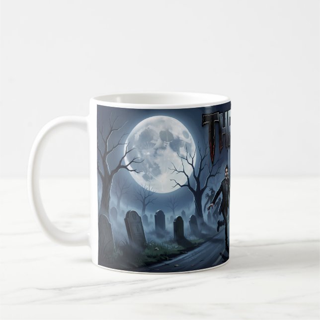 Mug Affiche de terreur éclairée par la lune et de thri (Gauche)