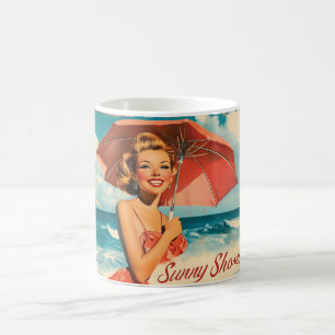 Mug Affiche de vacances à la plage vintage : Épinglé B