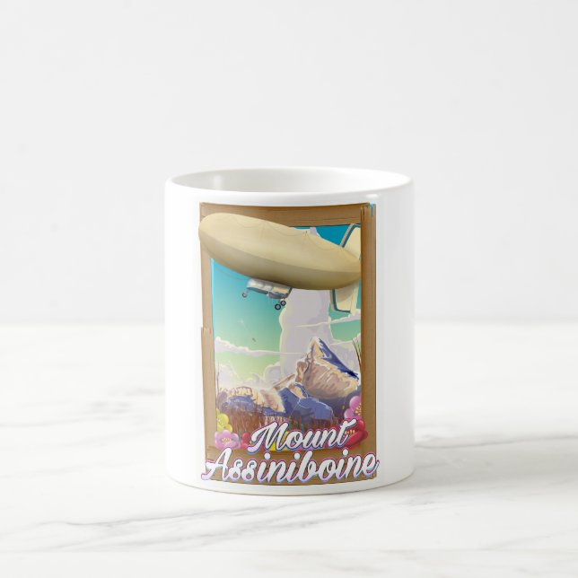 Mug Affiche de vacances du dirigeable du mont Assinibo (Centre)