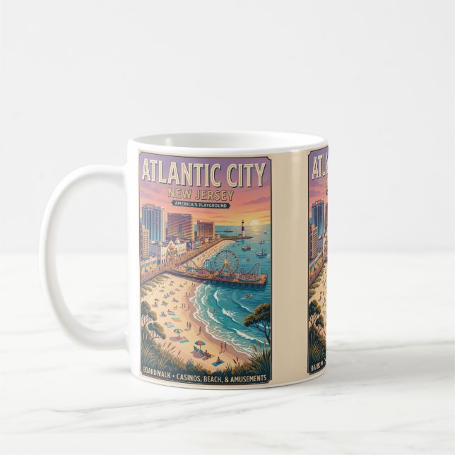 Mug Affiche de voyage à Atlantic City, New Jersey (Gauche)