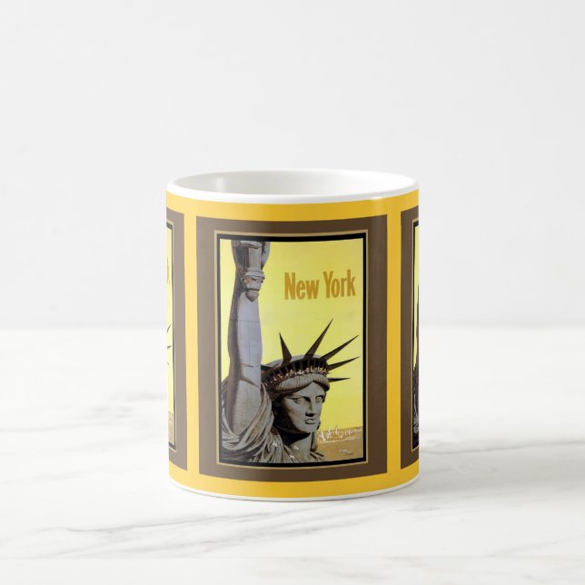 Mug affiche de voyage à new york statue de la liberté (Centre)