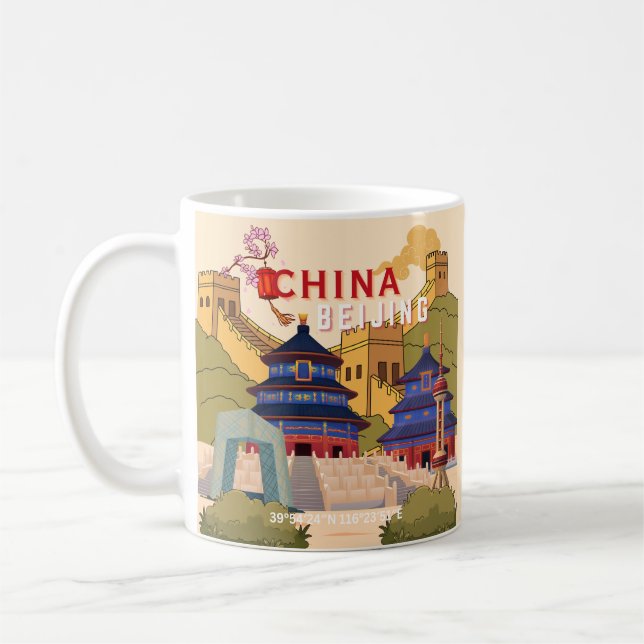Mug Affiche de voyage à Pékin en Chine | Art mural de  (Gauche)