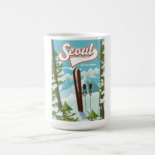 Mug Affiche de voyage à ski à Séoul Corée du Sud