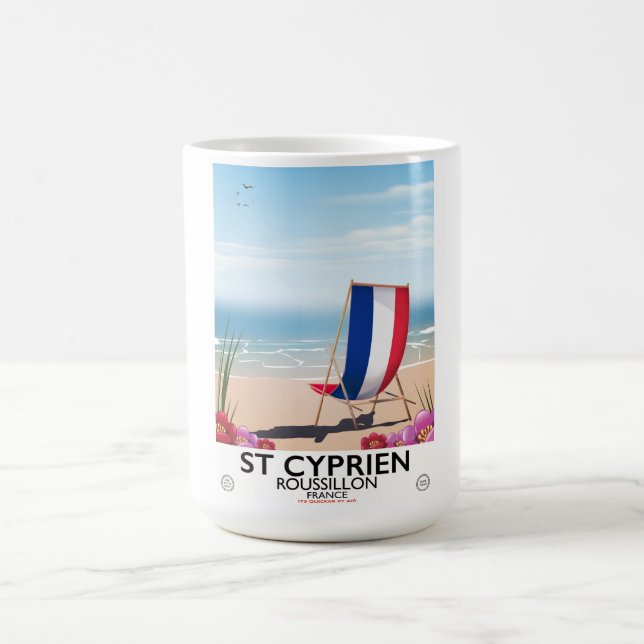 Mug Affiche de voyage à St Cyprien, Roussillon France (Centre)
