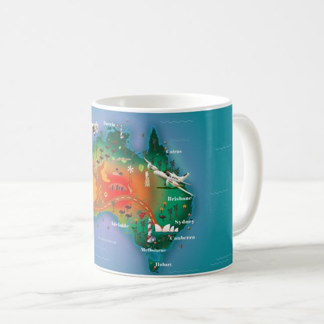 Mug Affiche de voyage carte d'Australie (Devant droit)