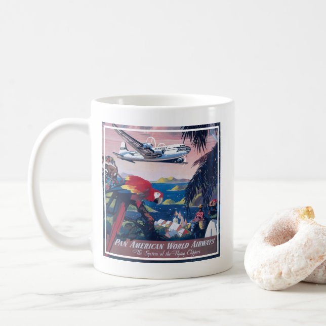 Mug Affiche De Voyage D'Avion De Mer Survolant Les Car (Avec donut)