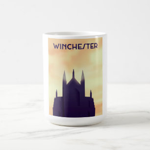 Mug affiche de voyage de la cathédrale de Winchester