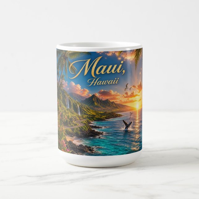 Mug Affiche de voyage de la côte tropicale de Maui Haw (Centre)
