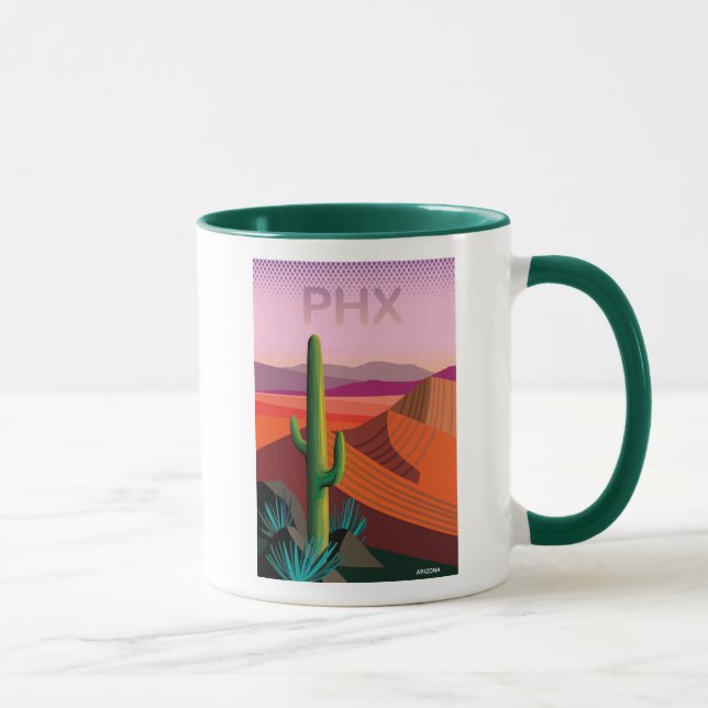 Mug Affiche de voyage de Phoenix Arizona | (Droite)