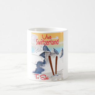 Mug Affiche de voyage de ski en Suisse