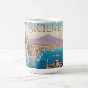 Mug Affiche de voyage de style vintage pour la Sicile