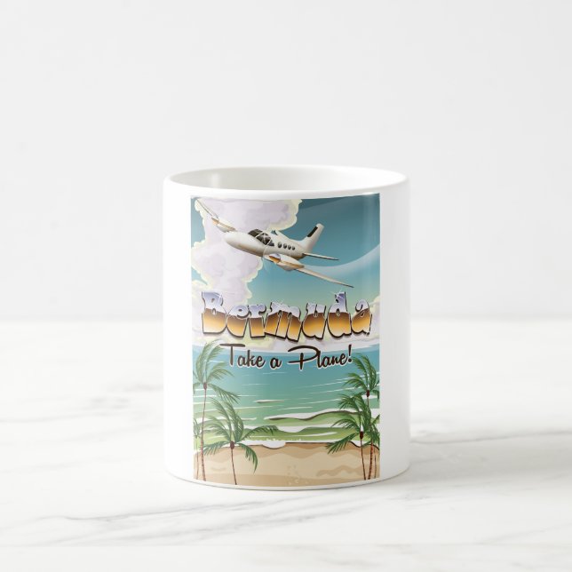 Mug Affiche de voyage en avion aux Bermudes (Centre)