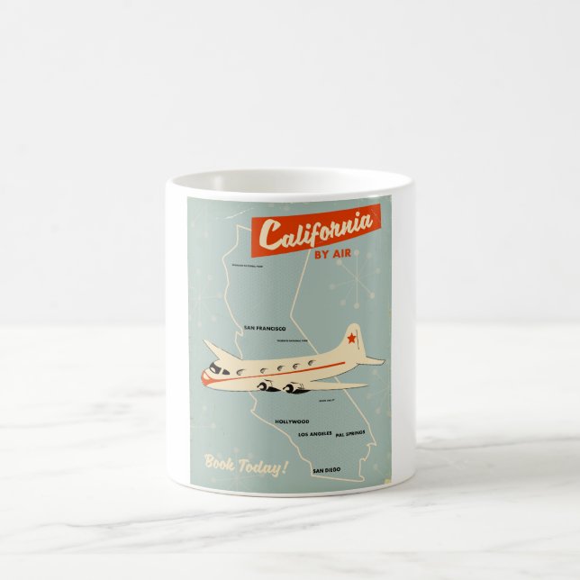 Mug Affiche de voyage en Californie "par avion" de sty (Centre)