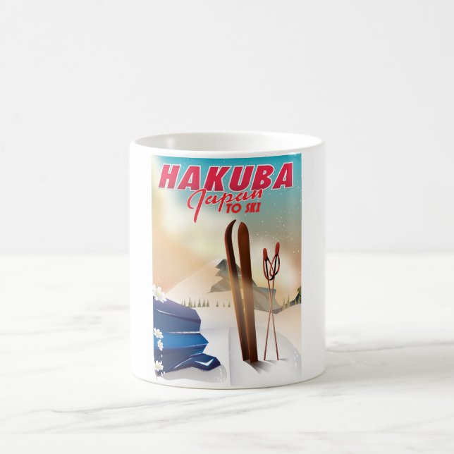 Mug Affiche de voyage japonaise de Hakuba. (Centre)