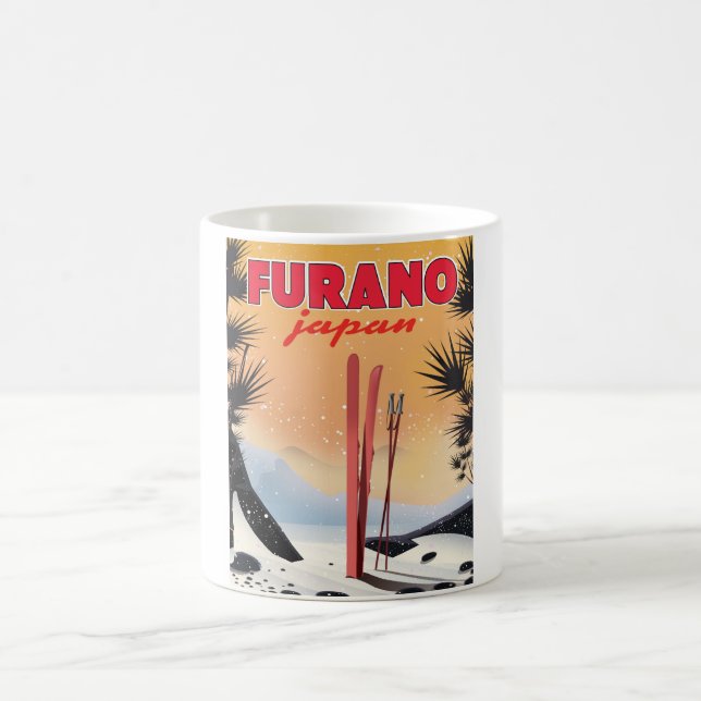 Mug Affiche de voyage japonaise Furano. (Centre)
