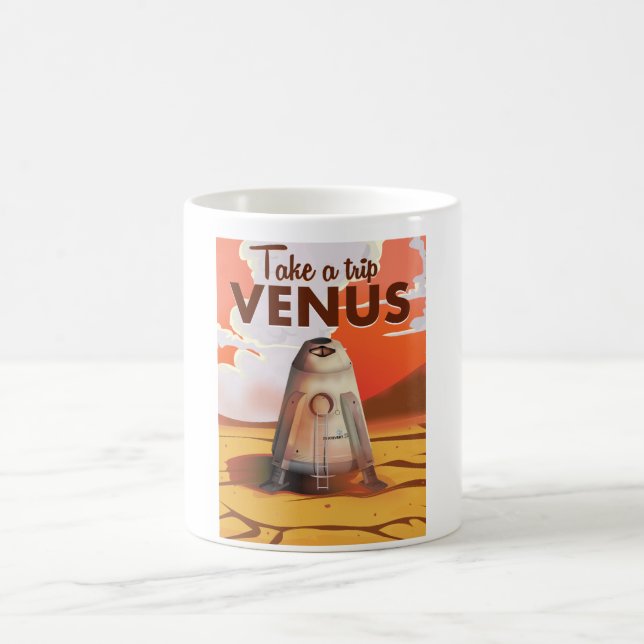 Mug Affiche de voyage pour un voyage sur Vénus. (Centre)