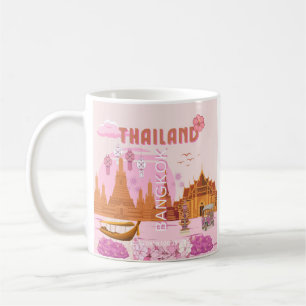 Mug Affiche de voyage rétro boho Bangkok Thaïlande