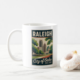 Mug Affiche de voyage rétro de Raleigh Caroline du Nor