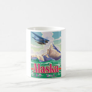 Mug affiche de voyage vintage Alaska USA.