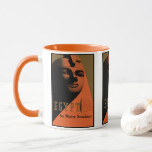 Mug Affiche de voyage vintage avec Sphinx, Égypte, Afr