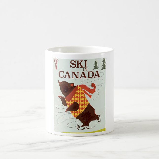 Mug Affiche de voyage vintage canadienne imprimée. (Centre)