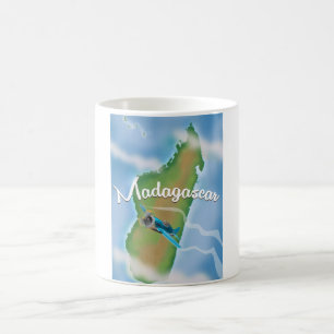 Mug Affiche de voyage vintage carte de Madagascar.