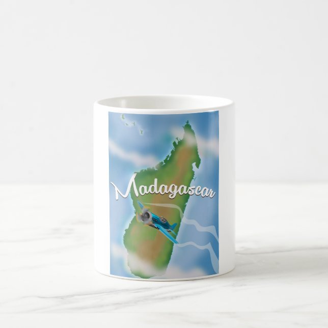 Mug Affiche de voyage vintage carte de Madagascar. (Centre)