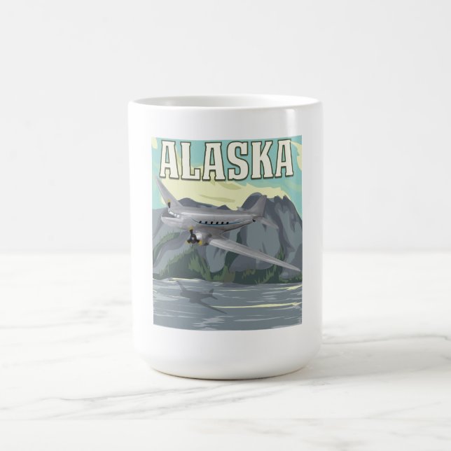 Mug Affiche de voyage vintage d'Alaska (Centre)
