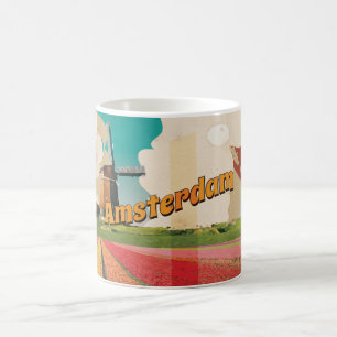 Mug Affiche de voyage vintage d'Amsterdam
