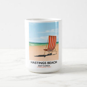 Mug Affiche de voyage vintage de Hastings Beach, East