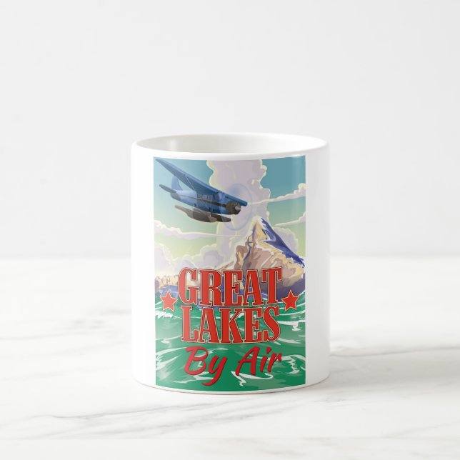 Mug Affiche de voyage vintage des Grands Lacs. (Centre)
