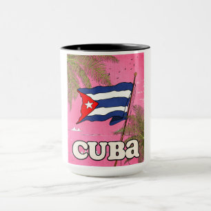 Mug Affiche de voyage vintage du drapeau cubain