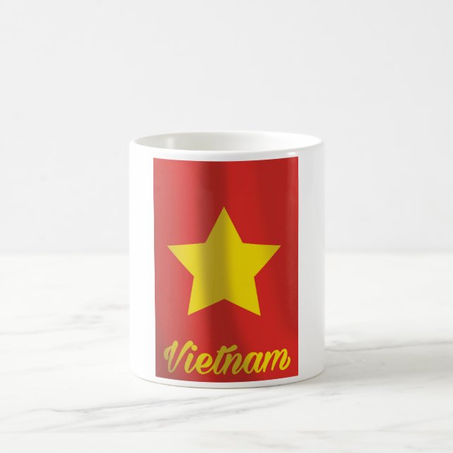 Mug Affiche de voyage vintage du drapeau du Vietnam (Centre)