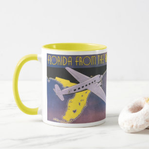Mug Affiche de voyage vintage, Floride vue aérienne d'