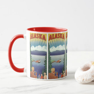 Mug Affiche de voyage vintage, paysage scénique de l'A
