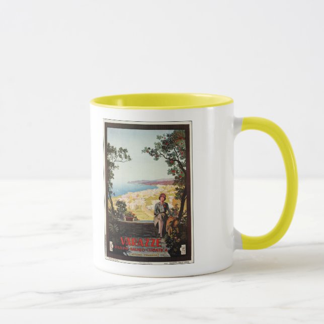 Mug Affiche italienne de voyage de Varazze d'âge (Droite)