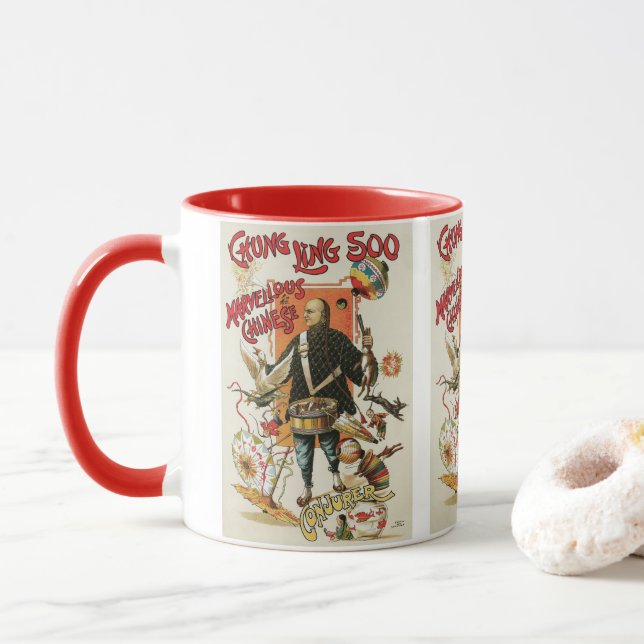 Mug Affiche Magique Vintage, Magicien Chung Ling Soo (Avec donut)