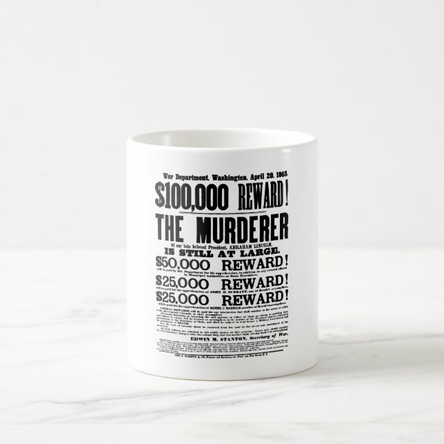 Mug Affiche Recherchée de John Wilkes Booth (Centre)