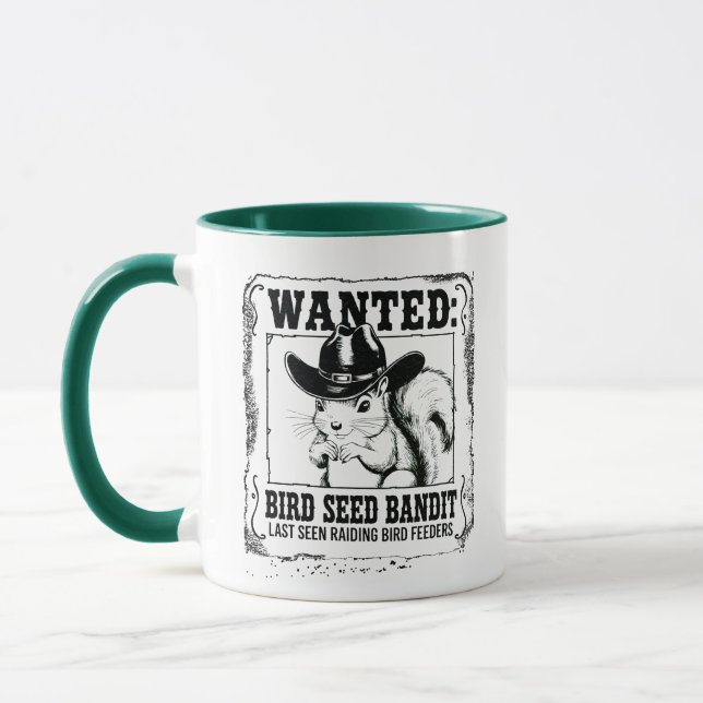 Mug Affiche recherchée écureuil drôle | Bandit de grai (Gauche)