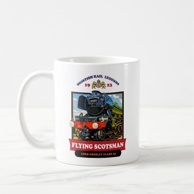 Mug Affiche Rétro de la Locomotive à Vapeur Flying Sco (Gauche)