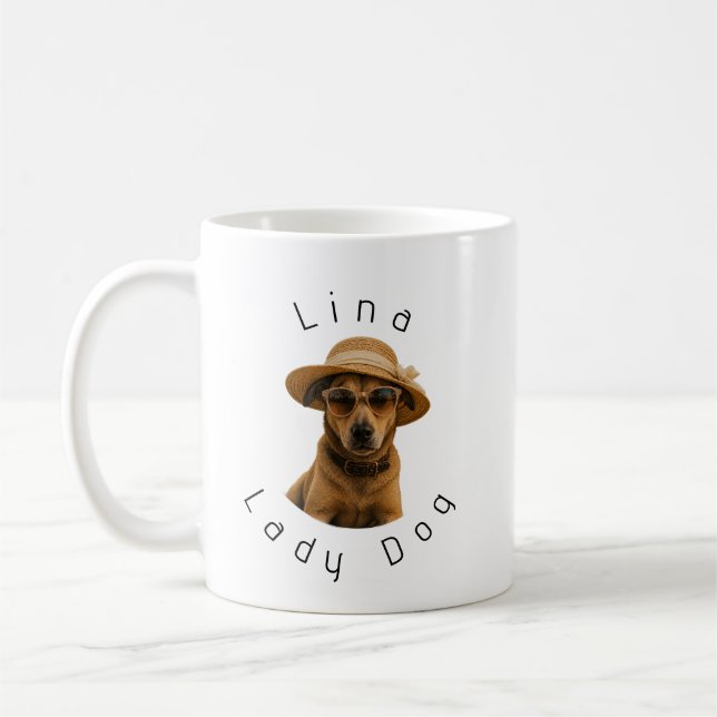 Mug Affiche Rétro de Plage avec Image et Texte Personn (Gauche)