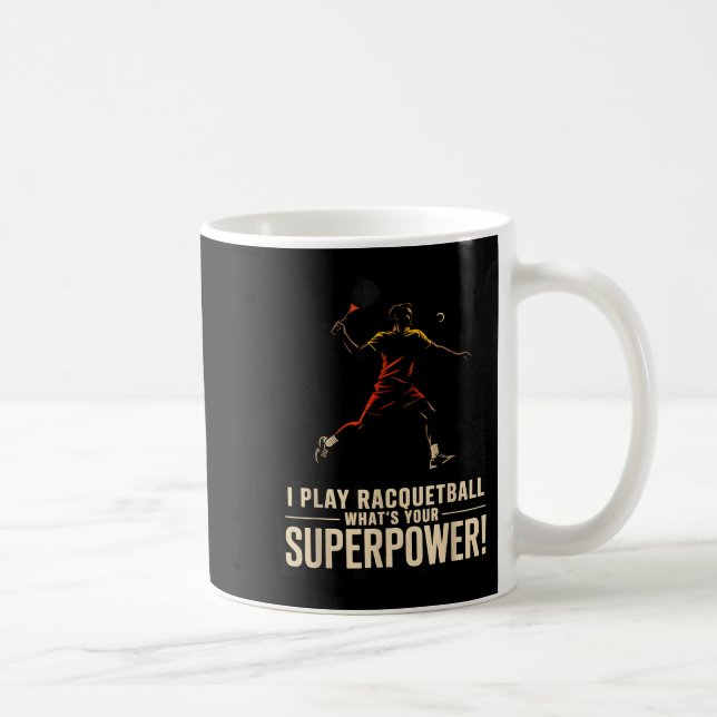 Mug Affiche rétro de superpuissance de racquetball drô (Droite)