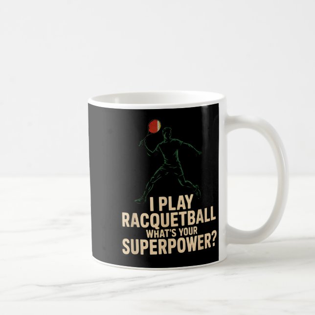 Mug Affiche rétro de superpuissance de racquetball drô (Droite)